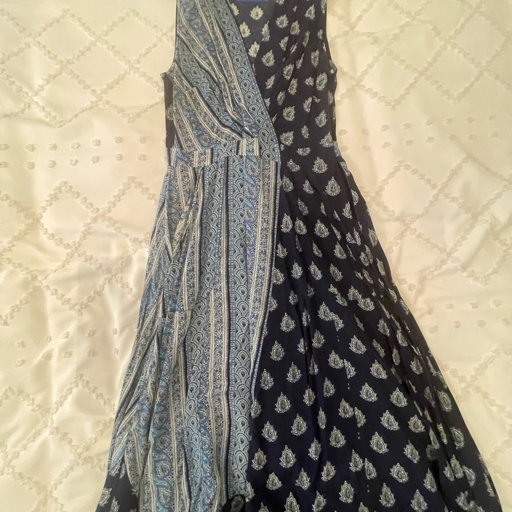 Maeve Blue and Black One Shoulder Sundress